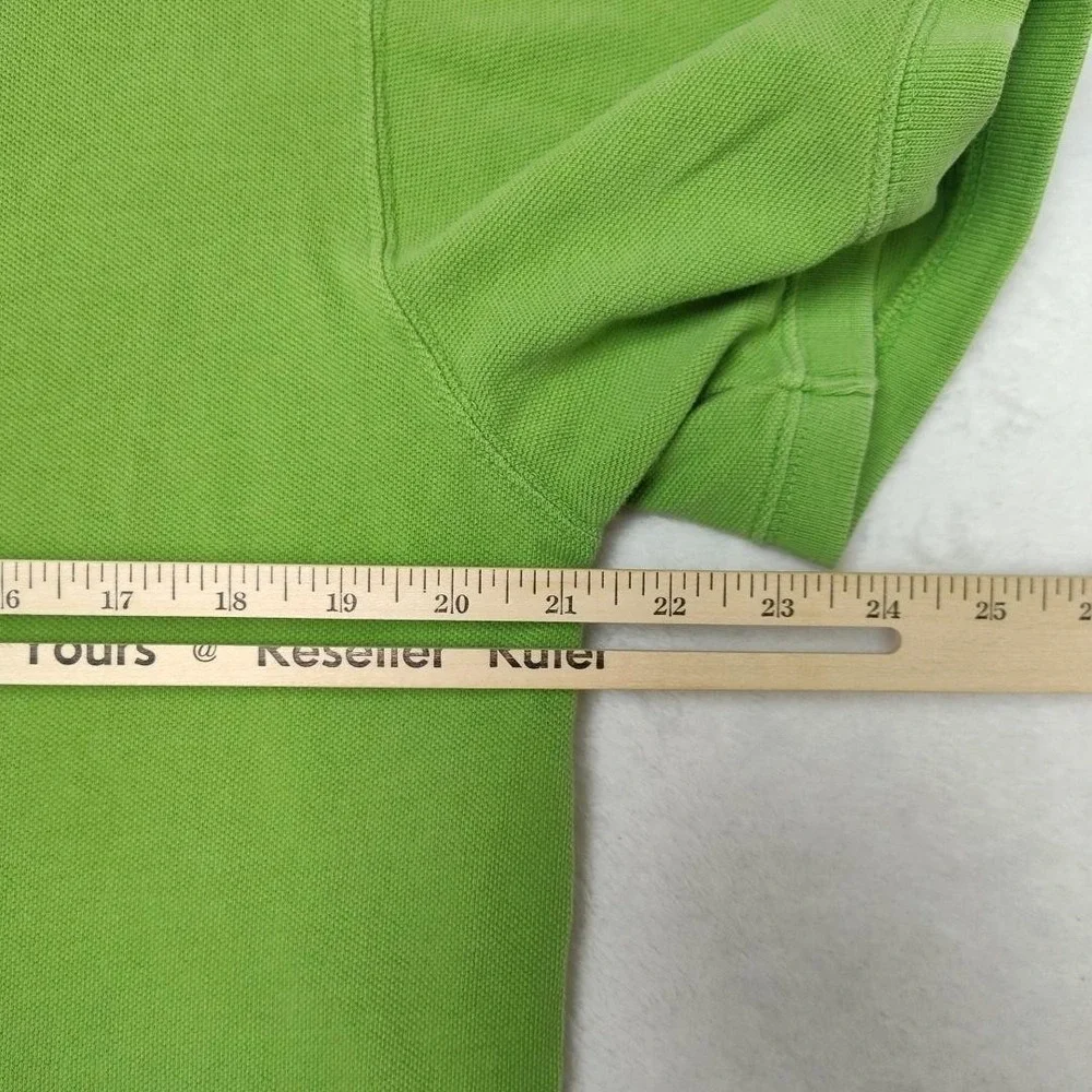 True Religion Polo Shirt Mens 2XL Green Pique Cotton Short Sleeve Collared Logo